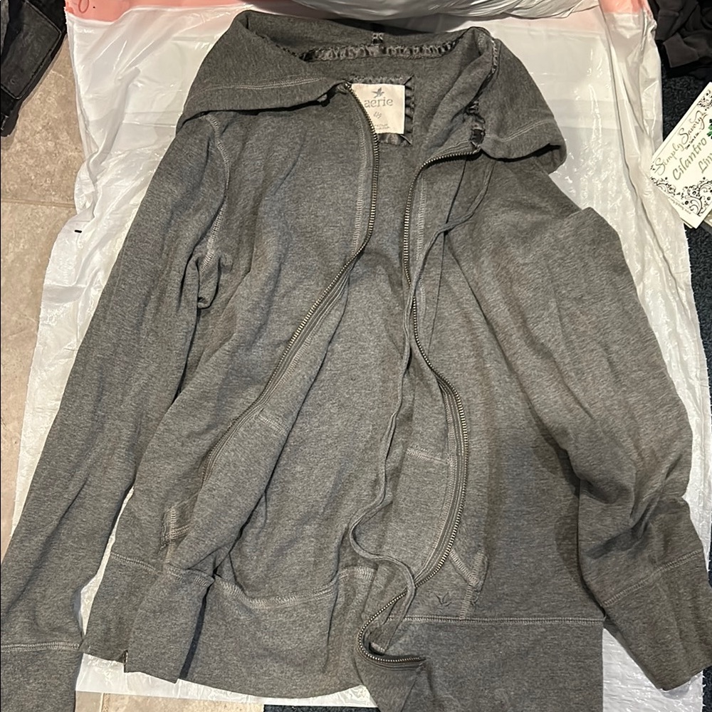 Aerie Gray Zip-Up Hoodie